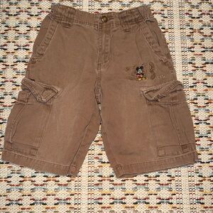 Vintage Disney Store Mickey Mouse Brown Kids Cargo Shorts